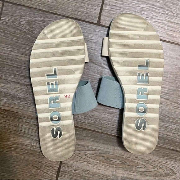 Women's Sorel 8.5 Ella II Slide Crushed Blue/Chalk Leather - Picture 5 of 5